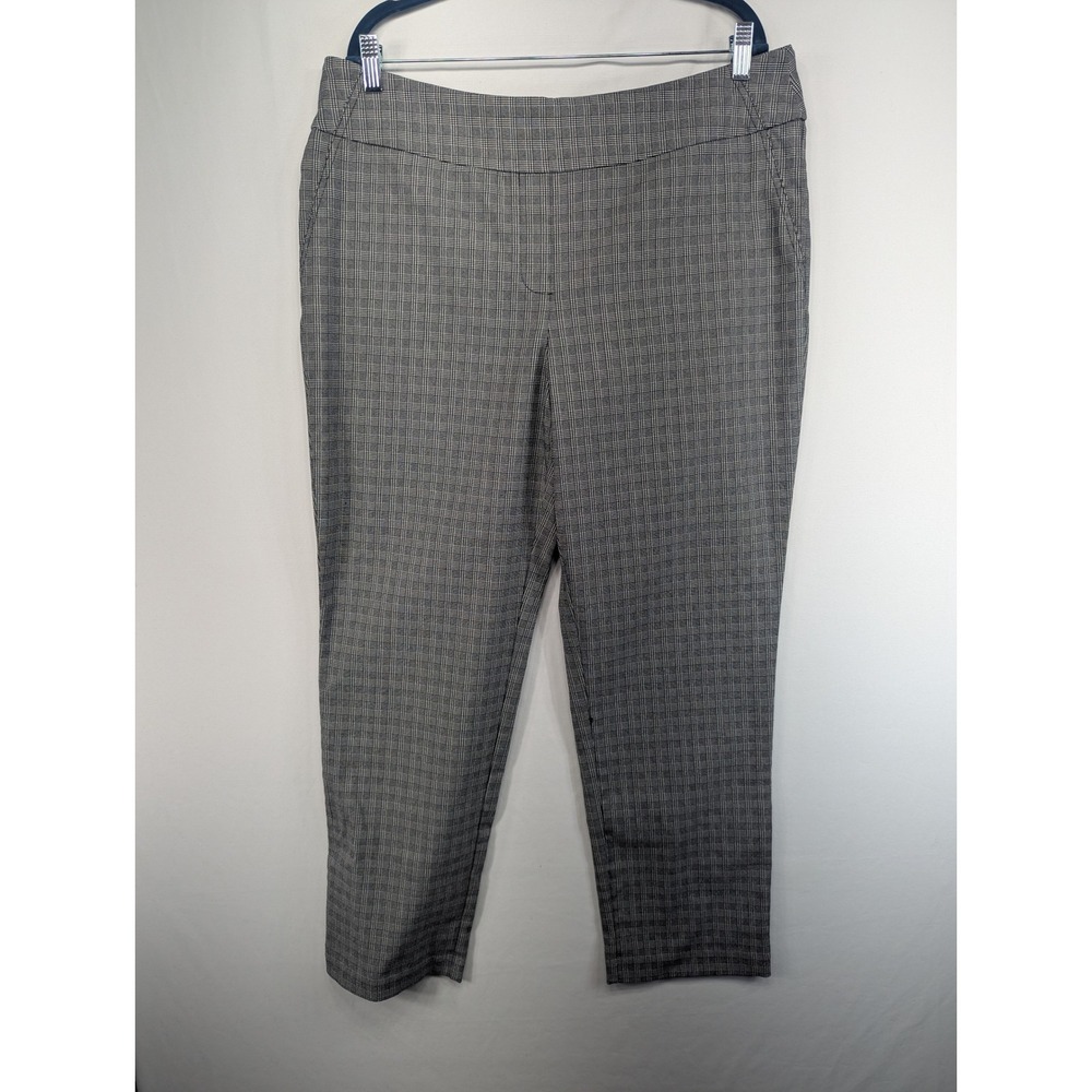 Hilary Radley Grey Glen Plaid Pull On Dress Pants XL D4239-E1214 Workwear